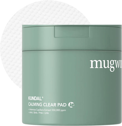 K Beauty Calming Cleansing Clear Pad, Jeju Mugwort, 60 Ct - Highly Concentrated Mugwort Extract Soothes & Moisturizes, Double Sided to Cleanse & Gently Exfoliate, Even Out Facial Texture